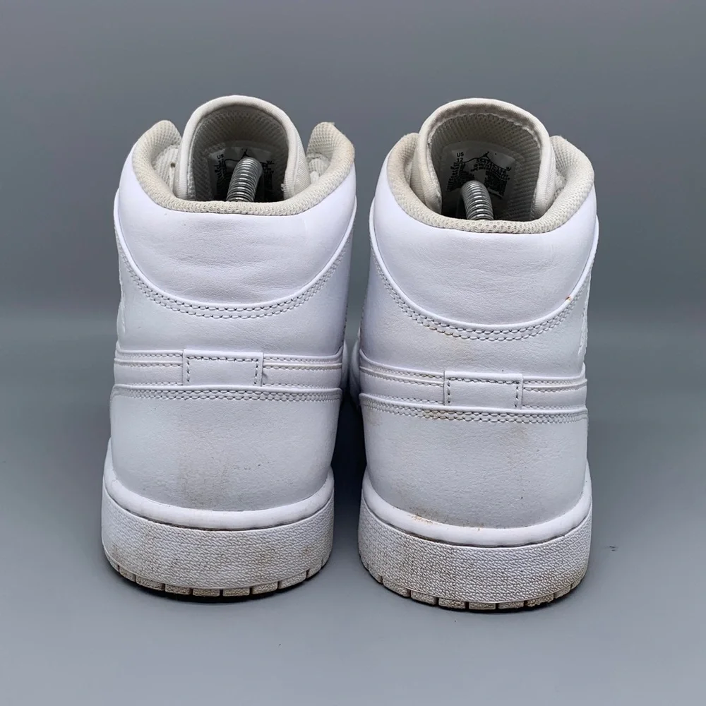 Jordan 1 Mid Triple‎ White Basketball Shoes 554724‑136 Men’s Sz 12 EU 46